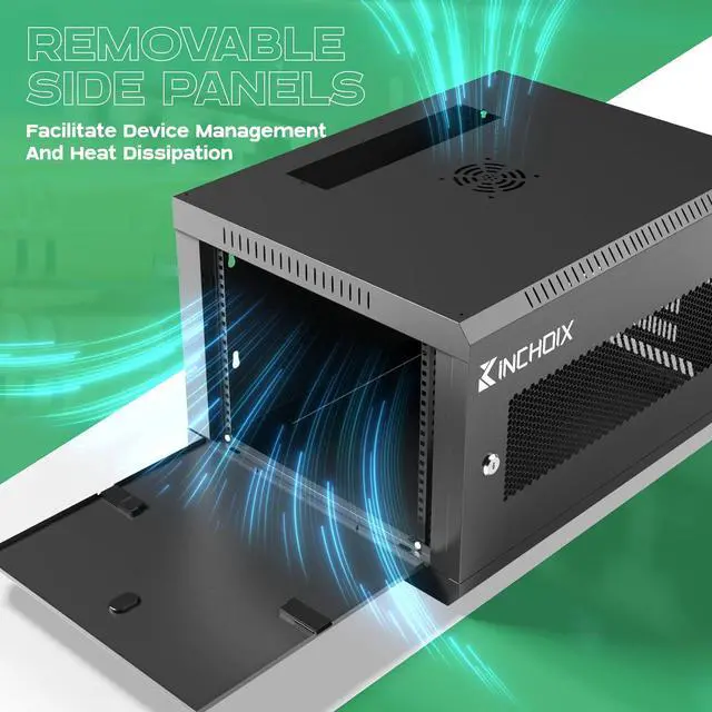 Alt view image 5 of 7 - 6U Server Cabinet Wall Mount Network Rack Enclosure Cabinet Enclosure for Computer Data Networking Electronic Equipment, Removable Side Panels 14.5in Depth