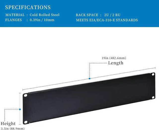 Alt view image 2 of 6 - RackPath 2U Blank Rack Mount Panel Spacer (10 Pack) for 19in Server Rack Enclosure or Network Cabinet