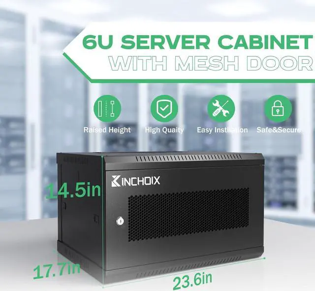 Alt view image 2 of 7 - 6U Server Cabinet Wall Mount Network Rack Enclosure Cabinet Enclosure for Computer Data Networking Electronic Equipment, Removable Side Panels 14.5in Depth