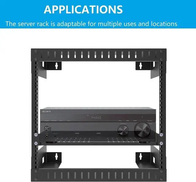 Alt view image 3 of 7 - 2 Pcs of 1U Universal Rack Shelf, 12" Deep Vented Cantilever Rack Tray for 19" Networking Cabinet or Rack, Black 2 Pcs (12 inches 2 Pcs)
