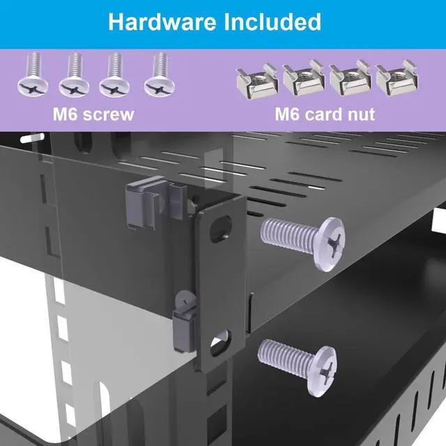 Alt view image 5 of 7 - 2 Pcs of 1U Universal Rack Shelf, 12" Deep Vented Cantilever Rack Tray for 19" Networking Cabinet or Rack, Black 2 Pcs (12 inches 2 Pcs)