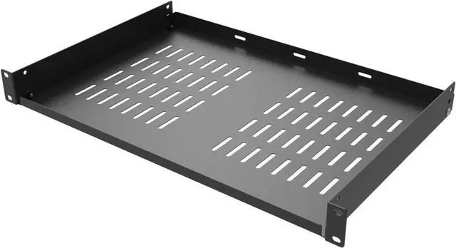 Alt view image 6 of 7 - 2 Pcs of 1U Universal Rack Shelf, 12" Deep Vented Cantilever Rack Tray for 19" Networking Cabinet or Rack, Black 2 Pcs (12 inches 2 Pcs)