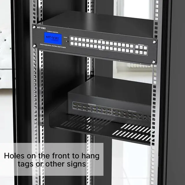 Alt view image 2 of 7 - MT-VIKI 2U Server Rack Shelf 16- Universal Vented Rack Mount Cantilever Tray for 19" Network Equipment Rack & Cabinet - Black - Sturdy (2U 1 Pack)
