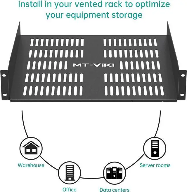 Alt view image 6 of 7 - MT-VIKI 2U Server Rack Shelf 16- Universal Vented Rack Mount Cantilever Tray for 19" Network Equipment Rack & Cabinet - Black - Sturdy (2U 1 Pack)