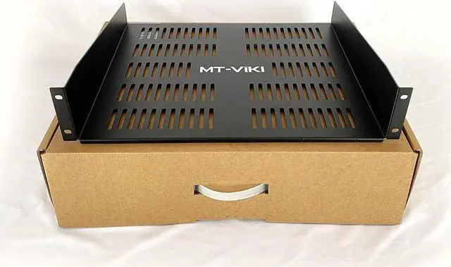 Alt view image 7 of 7 - MT-VIKI 2U Server Rack Shelf 16- Universal Vented Rack Mount Cantilever Tray for 19" Network Equipment Rack & Cabinet - Black - Sturdy (2U 1 Pack)