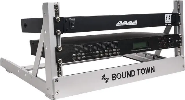 Alt view image 2 of 7 - Sound Town 4U Aluminum 2-Post Desktop Open-Frame Rack, Angle Adjustable, for Audio/Video, Network Switches, Routers, Patch Panels (2PF-4A)