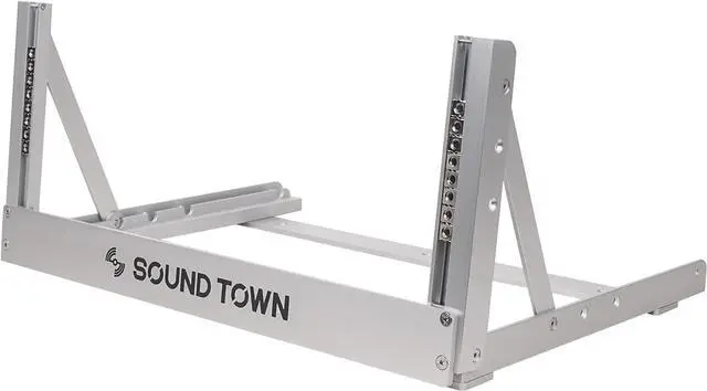Alt view image 3 of 7 - Sound Town 4U Aluminum 2-Post Desktop Open-Frame Rack, Angle Adjustable, for Audio/Video, Network Switches, Routers, Patch Panels (2PF-4A)