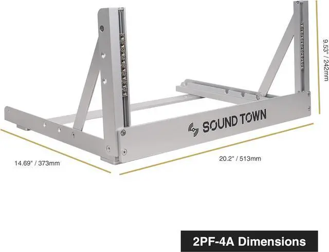 Alt view image 7 of 7 - Sound Town 4U Aluminum 2-Post Desktop Open-Frame Rack, Angle Adjustable, for Audio/Video, Network Switches, Routers, Patch Panels (2PF-4A)