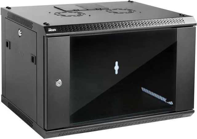 Main image of 6U Wall Mount Server Cabinet IT Network Rack Enclosure Lockable Door and Side Panels Black,Cooling Fan,Standard Glass Door,17.7inch Depth,for 19 IT Equipment,A/V Devices