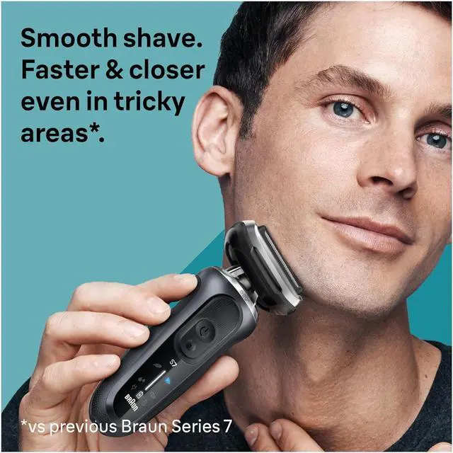 Alt view image 6 of 7 - Braun Electric Shaver for Men, Series 7 7177cc, Wet & Dry Shave, Turbo & Gentle Shaving Modes, Waterproof Foil Shaver, Space Grey