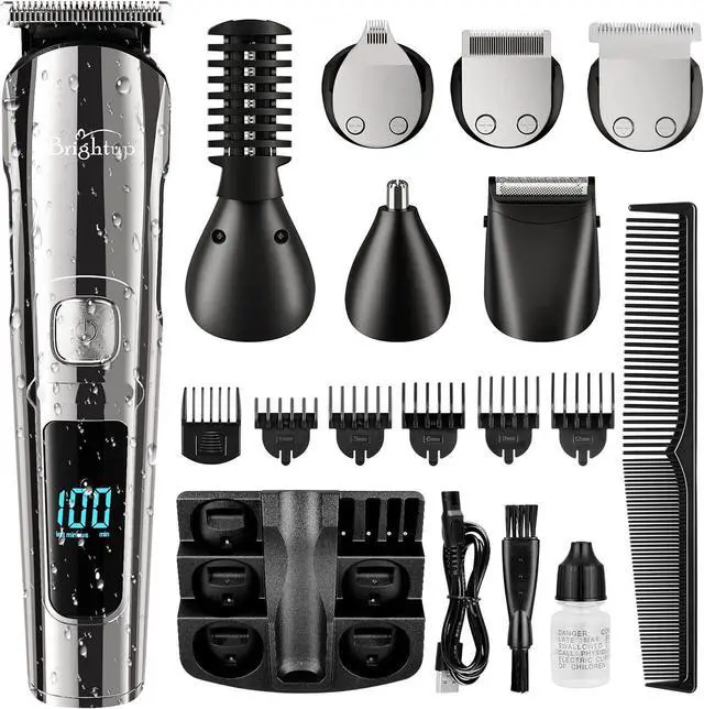 Main image of Brightup Beard Trimmer for Men - Electric Razor & Shaver, Cordless Hair Clippers Trimmers Set, IPX7 Waterproof Mens Grooming Kit for Shaving Face, Mustache, Body, Ear, Nose Hair Trimmer, Gifts for Men