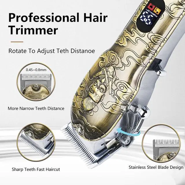 Alt view image 2 of 6 - Soonsell Hair Clippers for Man,T-Blade Trimmer,Nose Hair Trimmer,Hair Shaver Set,Clippers for Men Professional,Clippers for Hair Cutting,Electric Razor for Men, LCD Display(Bronze