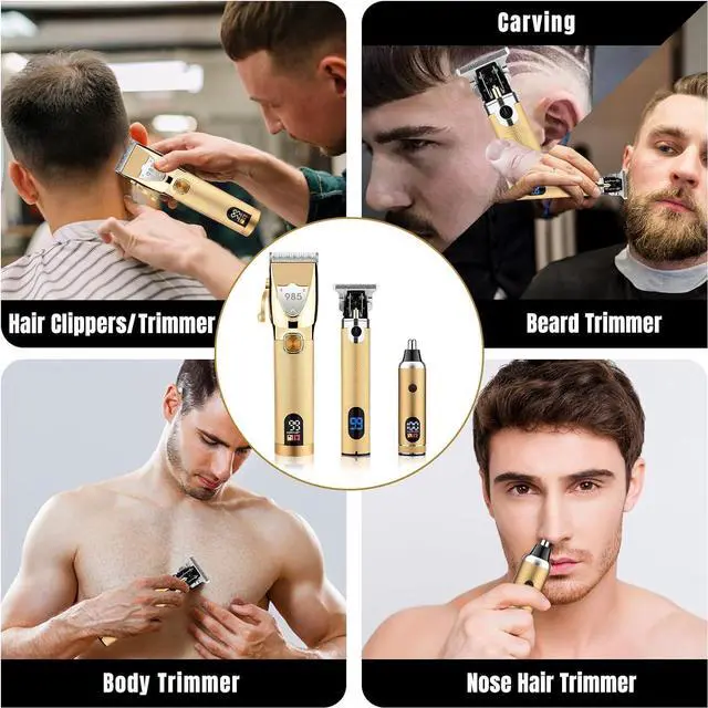Alt view image 2 of 7 - Professional Hair Clippers Hair Trimmer for Men,Beard Trimmer Nose Hair Trimmer Set,Cordless Electric shavers Razor for Men,Barber Clippers T-Blade Trimmer Haircutting Grooming Kit