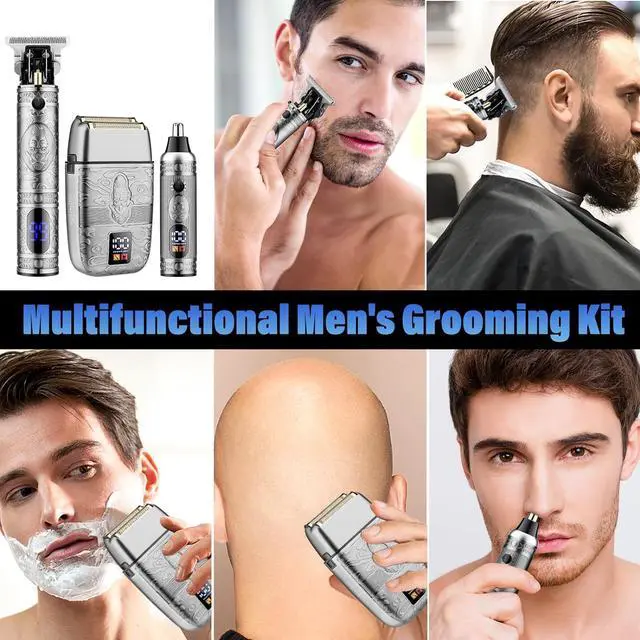 Alt view image 2 of 7 - Saoilli Hair Clippers Set, Beard Trimmer Kit,Multi-Use Personal Care | Cordless T-Blade Trimmer,Nose Hair Trimmer,Metal steel,Fast Charging,Electric Razor Shaver for Home & Barber Use,Silver