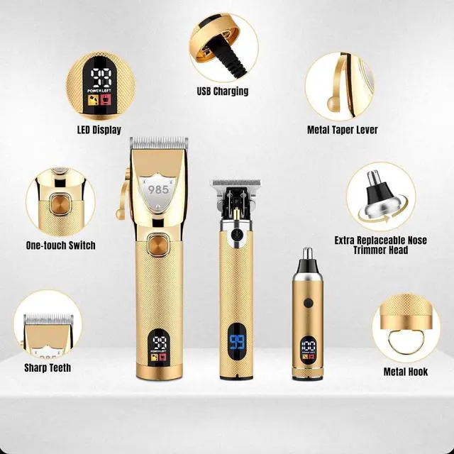 Alt view image 4 of 7 - Professional Hair Clippers Hair Trimmer for Men,Beard Trimmer Nose Hair Trimmer Set,Cordless Electric shavers Razor for Men,Barber Clippers T-Blade Trimmer Haircutting Grooming Kit
