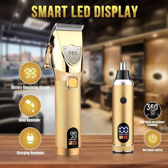 Alt view image 5 of 7 - Professional Hair Clippers Hair Trimmer for Men,Beard Trimmer Nose Hair Trimmer Set,Cordless Electric shavers Razor for Men,Barber Clippers T-Blade Trimmer Haircutting Grooming Kit