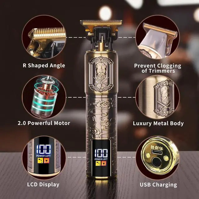 Alt view image 4 of 7 - Ufree Beard Hair Trimmer for Men Professional, Grooming Cutting Kit, Mustache T Blade Liners Trimmer Electric Shavers, Cordless Zero Gapped Edgers Clippers Barber Supplies, Gifts for Men