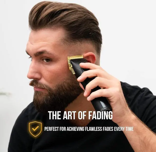 Alt view image 7 of 7 - Novah® Professional Hair Clippers for Men, Professional Barber Clippers and Trimmer Set, Mens Cordless Hair Clipper for Barbers Haircut Fading Kit Fade - Gold