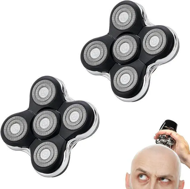 Main image of 5 Blade Shaver Replacement Head Compatible with Skull Shaver for Pitbull Gold PRO/Pitbull Platinum Pro Shaver Heads (2 Pack