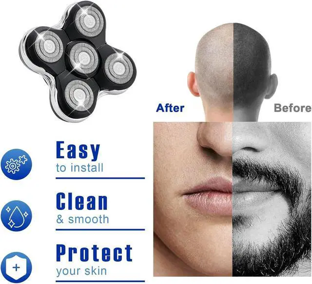 Alt view image 2 of 6 - 5 Blade Shaver Replacement Head Compatible with Skull Shaver for Pitbull Gold PRO/Pitbull Platinum Pro Shaver Heads (2 Pack