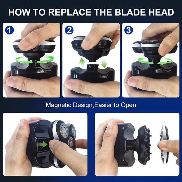 Alt view image 5 of 6 - 5 Blade Shaver Replacement Head Compatible with Skull Shaver for Pitbull Gold PRO/Pitbull Platinum Pro Shaver Heads (2 Pack