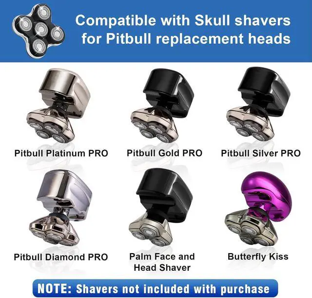 Alt view image 6 of 6 - 5 Blade Shaver Replacement Head Compatible with Skull Shaver for Pitbull Gold PRO/Pitbull Platinum Pro Shaver Heads (2 Pack