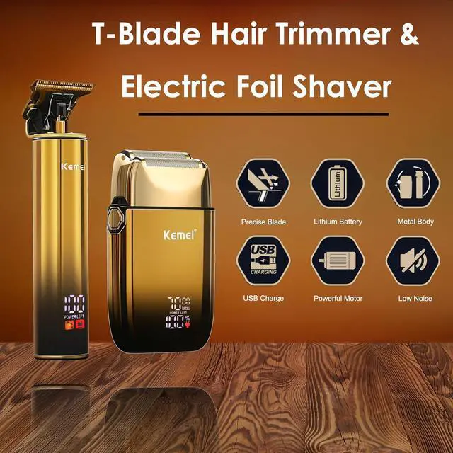 Alt view image 2 of 7 - KEMEI Foil Shavers,Bald Head Shaver,Electric Razor for Men,with Hair Trimmer Barber Trimmers Waterproof Cordless