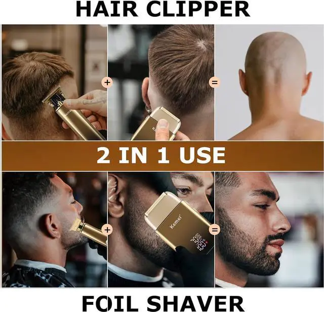 Alt view image 6 of 7 - KEMEI Foil Shavers,Bald Head Shaver,Electric Razor for Men,with Hair Trimmer Barber Trimmers Waterproof Cordless