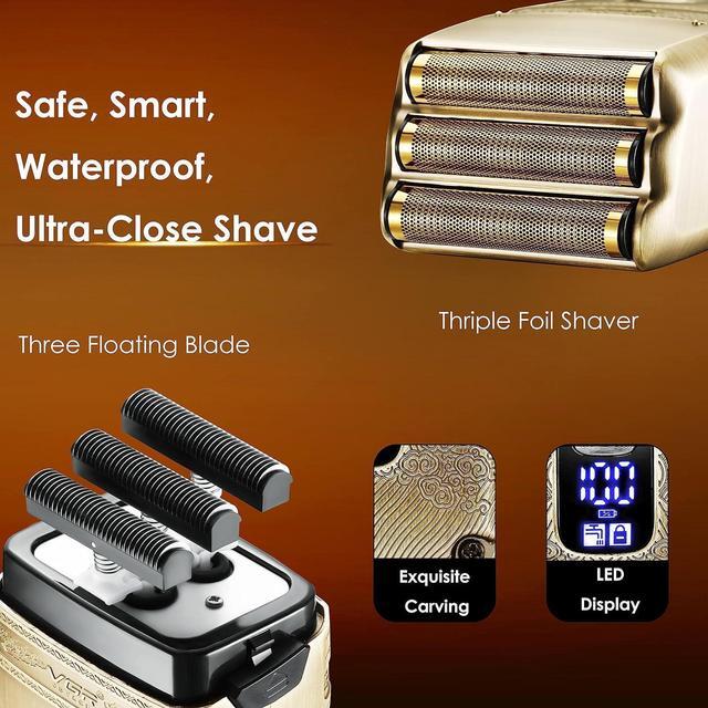 Alt view image 3 of 7 - VGR Gifts for him Hair Trimmer & Electric Razor for Men, Foil Shaver, Beard Trimmer, T Liners Barber Kit, Mens Grooming Kit with Triple Blades Waterproof Cordless