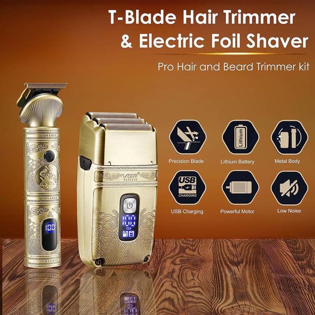Alt view image 2 of 7 - VGR Gifts for him Hair Trimmer & Electric Razor for Men, Foil Shaver, Beard Trimmer, T Liners Barber Kit, Mens Grooming Kit with Triple Blades Waterproof Cordless