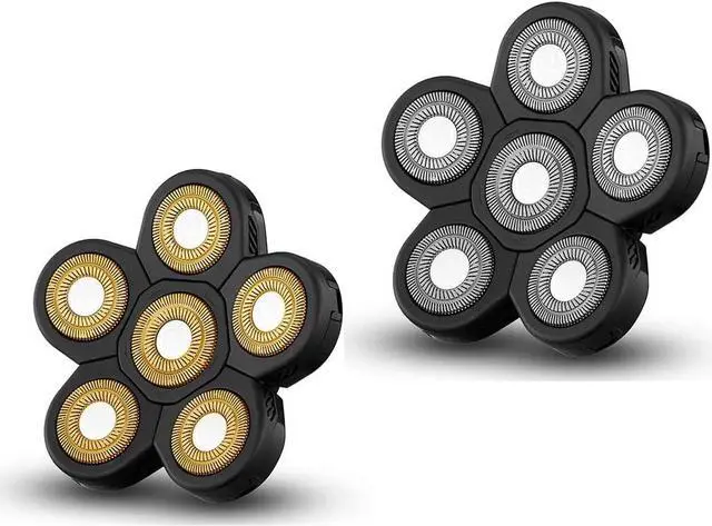 Main image of Roziapro Upgrade 6D Electric Shaver Replacement Head Freedom Head Shaver Replacement Blades Head Shavers for Bald Men Replaceable Head Waterproof Blades for Men Replacement Blade Head (Gold & Grey)