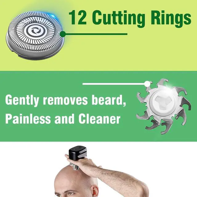 Alt view image 7 of 7 - 12 Pack Shaver Head Replacement Blade compatible with Skull Shaver Pitbull Gold PRO Shaver Replacement Blade 4 Head