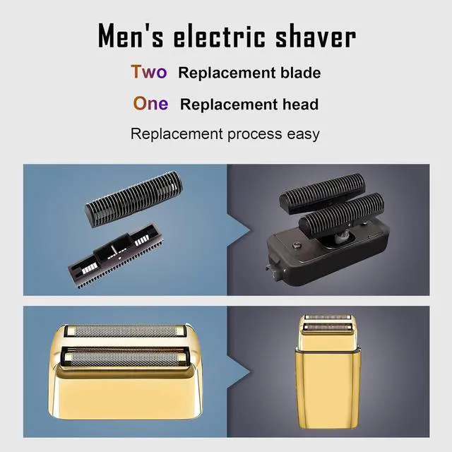 Alt view image 5 of 6 - 4 Pack Shaver Replacement Foil and Cutters compatible with BaBylissPRO Double FXFS2 Metal shaver foil replacement (Golden-4PCS)