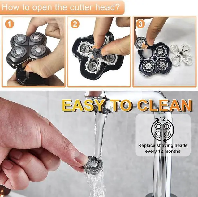 Alt view image 4 of 6 - Shaver Replacement blades,Electric Razor Replacement head,Compatible with Skull 4 Head Replacement Blade for Pitbull, Butterfly Kiss, and Palm Electric Razors 12-Pack