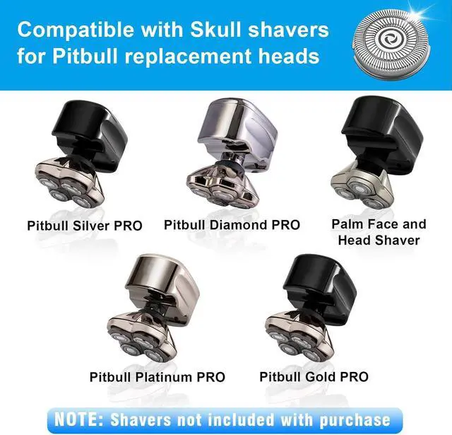 Alt view image 4 of 6 - Shaver Replacement Blades compatible Skull Shaver for Pitbull Gold PRO/Pitbull Platinum Pro Shaver Heads (4 pcs)