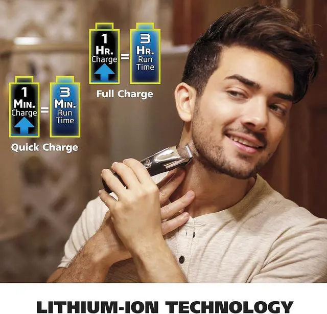 Alt view image 6 of 7 - Wahl USA Rechargeable Lithium Ion All in One Beard Trimmer for Men with Detail and Ear & Nose Hair Trimmer Attachment  Model 9854-600B