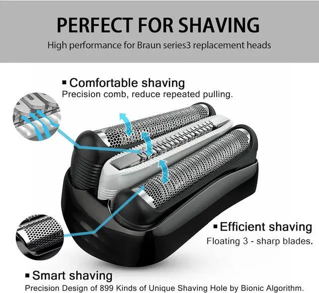 Alt view image 3 of 6 - 2Pack 32B Series 3 Electric Shaver Replacement Heads for S3 Foil & Cutter Razor Heads 3040s 3010s 3000s 3080s 380s-4, 390cc...