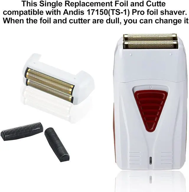 Alt view image 2 of 5 - 2 Pack Pro Shaver Replacement Foil and Cutters Compatible with Andis 17150(TS-1) Pro Lithium Titanium foil Shaver Replacement Heads, Golden