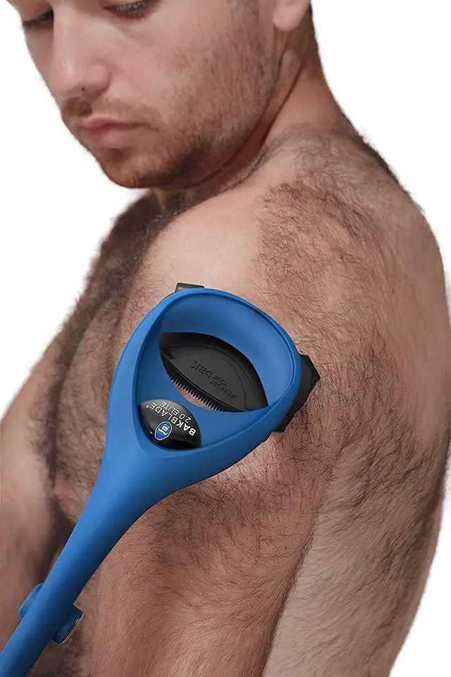 Alt view image 6 of 7 - BAKblade 2.0/ELITE PLUS - Back Hair Removal and Body Shaver (DIY), Easy to Use Ergonomic Handle for a Close, Pain-Free Shave, 3 of the Wet or Dry Disposable Razor Blades, Scrubbing Sleeve Included
