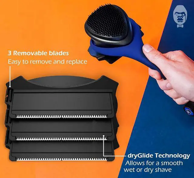 Alt view image 4 of 7 - BAKblade 2.0/ELITE PLUS - Back Hair Removal and Body Shaver (DIY), Easy to Use Ergonomic Handle for a Close, Pain-Free Shave, 3 of the Wet or Dry Disposable Razor Blades, Scrubbing Sleeve Included