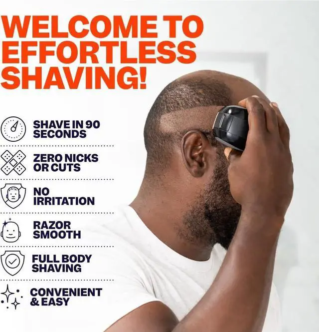 Alt view image 2 of 7 - The FlexSeries Electric Head Hair Shaver - Freebird - Ultimate Mens Cordless Rechargeable Wet/Dry Skull & Bald Head Waterproof Razor with Rotary Blades, Clippers, Nose Trimmer, Brush, Massager