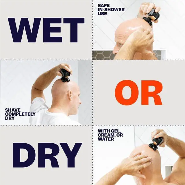 Alt view image 4 of 7 - The FlexSeries Electric Head Hair Shaver - Freebird - Ultimate Mens Cordless Rechargeable Wet/Dry Skull & Bald Head Waterproof Razor with Rotary Blades, Clippers, Nose Trimmer, Brush, Massager