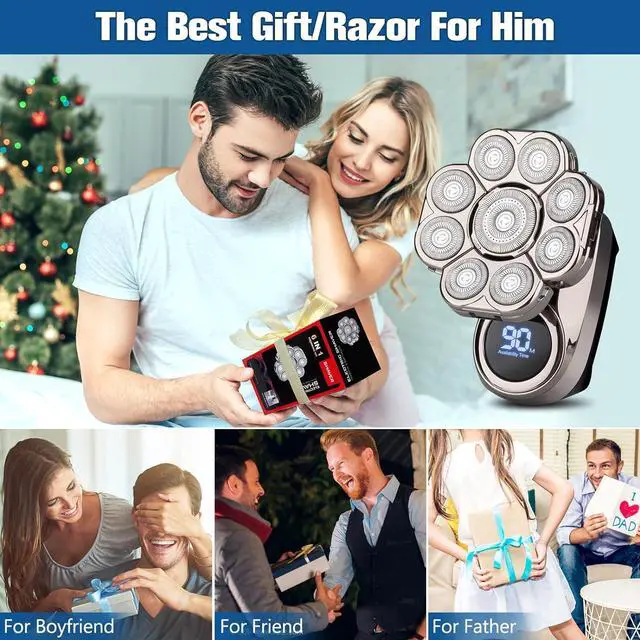Alt view image 7 of 7 - 9D Electric Head Shaver for Bald Men, Upgraded 6-in-1 Head Shaver for Bald Men, Waterproof Wet/Dry Grooming Kit Electric Shaver for Men, Cordless Rechargeable Bald Head Razor for Home&Travel