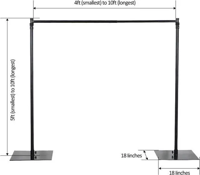 Alt view image 2 of 7 - 10 feet x 10 feet Heavy Duty Backdrop Stand Kit with Steel Base - Wedding Background Support System for Photography