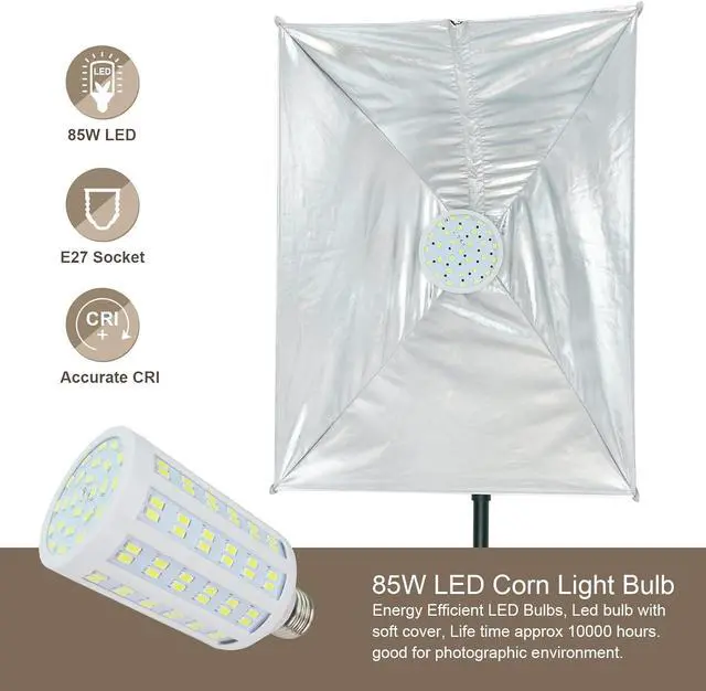 Alt view image 2 of 7 - LINCO LED Softbox Photography Lighting Kit 20"x28" Professional Photography Studio Light Equipment with High Lumens Corn LED Bulb for Portraits Video Shooting AM289