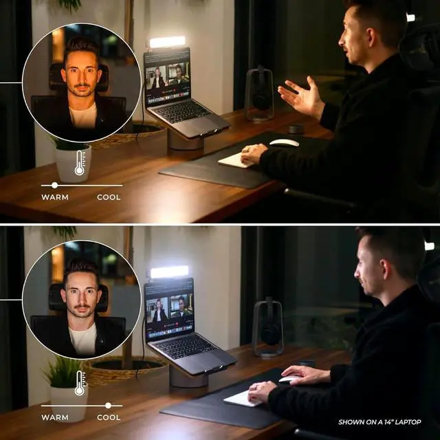 Alt view image 4 of 7 - Premium Video Conference Lighting for Video Calls, HighBeam Pro Light for Zoom Meetings and Streaming, Upgrade Monitor Ring Light with LED Webcam Light, Dual Video Conference Light