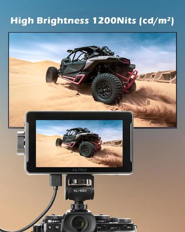Alt view image 3 of 6 - VILTROX DC-550 PRO Touchscreen Camera Video Monitor, 5.5 Inch 1200nits 4K HDMI in/Out Video Field Monitor Kit with Battery - On-Camera Touchscreen Monitor, 3D LUT, 1920X1080