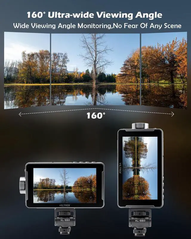 Alt view image 5 of 6 - VILTROX DC-550 PRO Touchscreen Camera Video Monitor, 5.5 Inch 1200nits 4K HDMI in/Out Video Field Monitor Kit with Battery - On-Camera Touchscreen Monitor, 3D LUT, 1920X1080