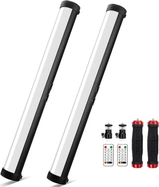 Main image of 2 Pack RGB Led Video Light Stick Wand, Obeamiu 2600-9600K Photography Lighting, 5000mAh Rechargeable Battery, 21 Lights Effect for Video Conference Shooting YouTube Studio, Live Game Streaming, Vlogg