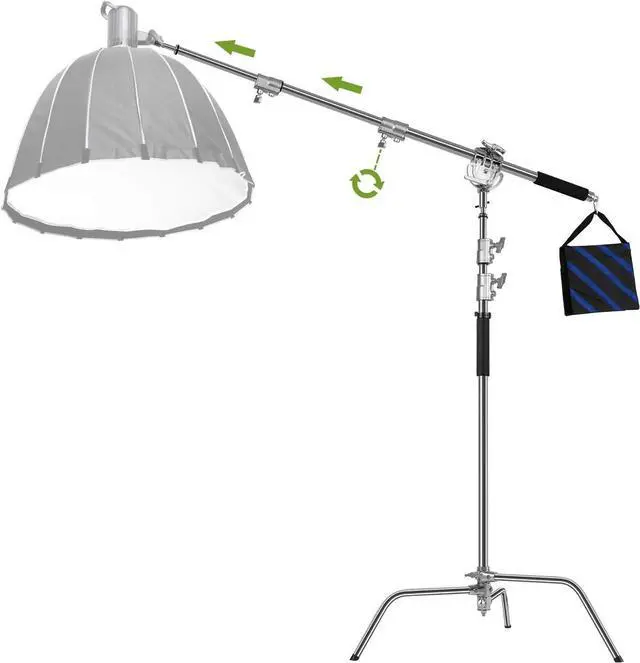 Alt view image 2 of 7 - GVM Photography Heavy Duty C Stand with Boom Arm - Max Height 10ft/3.2m Photography Light Stand with 3ft/1m to 7 ft/2.25m Holding Arm, C-Stand &Grip Arm Kit for Reflectors, Softboxes, Monolights